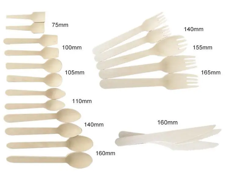 200 Piece Custom Printed Disposable Compostable Cutlery Wooden fork and spoon set cutlery