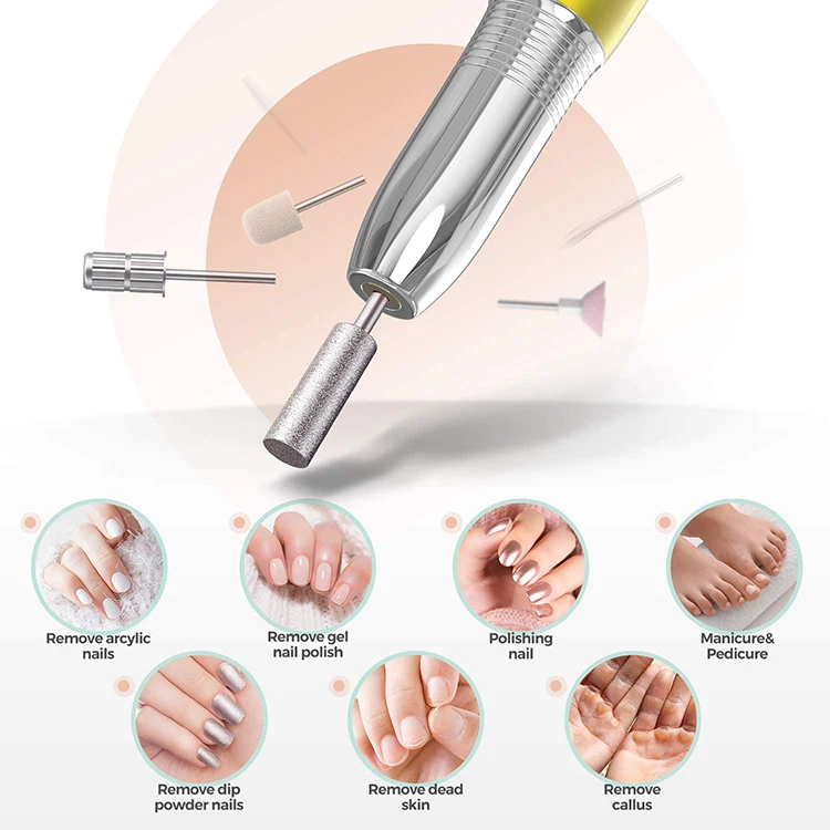 Professional Custom Portable Electric Manicure Machine Nail File Nail Tools 11 Drill Bits Efile Nail Drill Machine