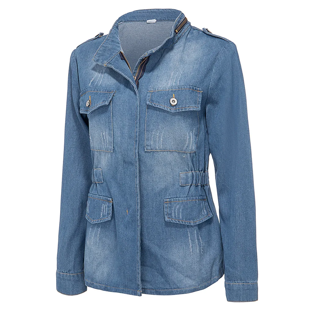 JACKETOWN wholesale denim jacketss women ladies jacket veste femme coat girls denim jean jacket 5xl