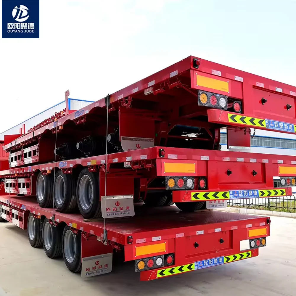 OYJD Truck New Arrival Three Lines And Six Axes Low Flatbed Semi-Trailer Car Agriculture Farm Full Flatbed 45Ft Flatbed Trailer