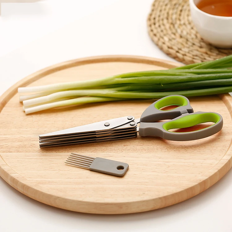 Kitchen Gadget Green Onion Scissors Herb Scissors for Cutting Shredded Lettuce Cilantro with 5 Blades