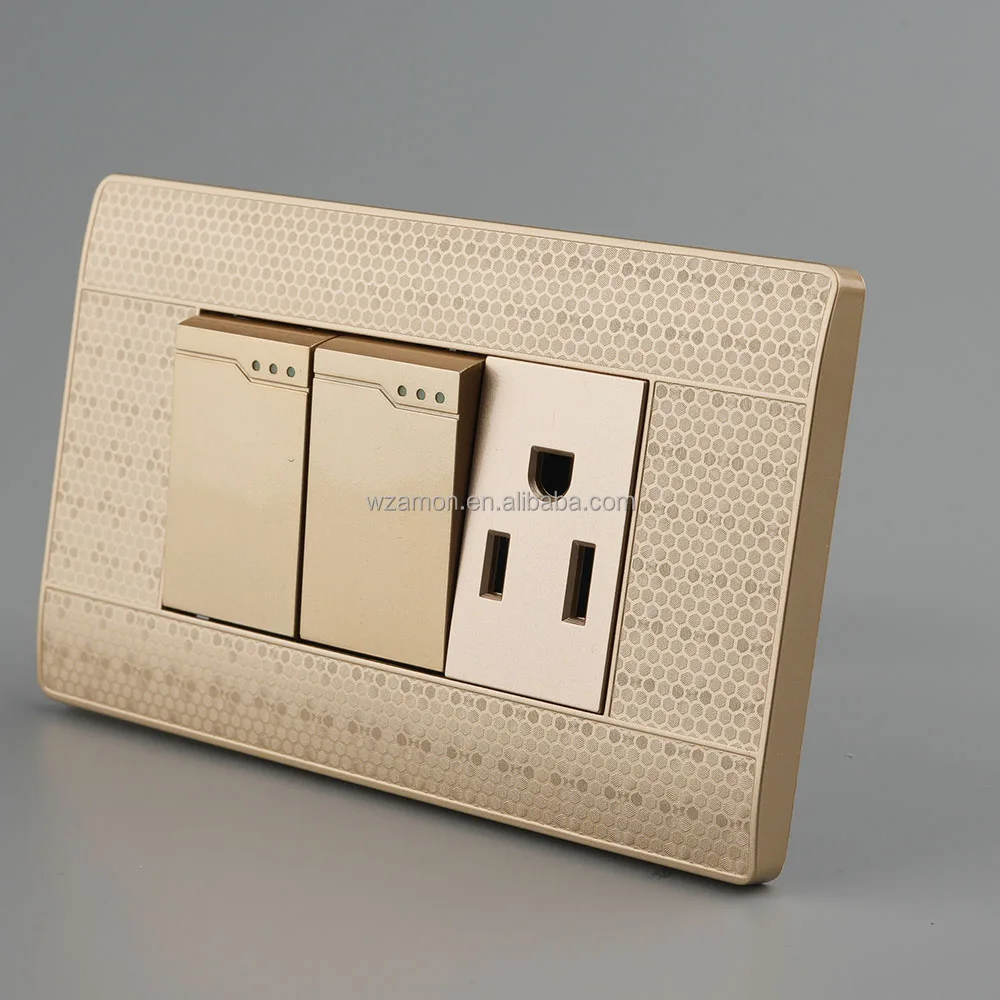 luxury modern gold wholesale 15a 110v 220v 3pin plug outlet with usb port socket switch wall