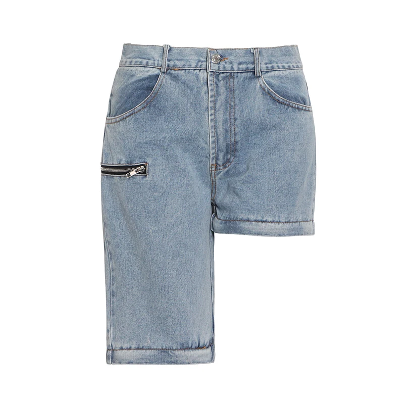 
TWOTWINSTYLE High Waist Hollow Out Patchwork Zipper Streetwear Casual Jeans For Women 