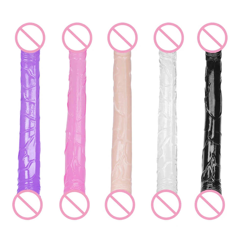 Hot Sale Factory Gays Lesbian Realistic Flexible 15 Inches Huge Double Ended Dildo