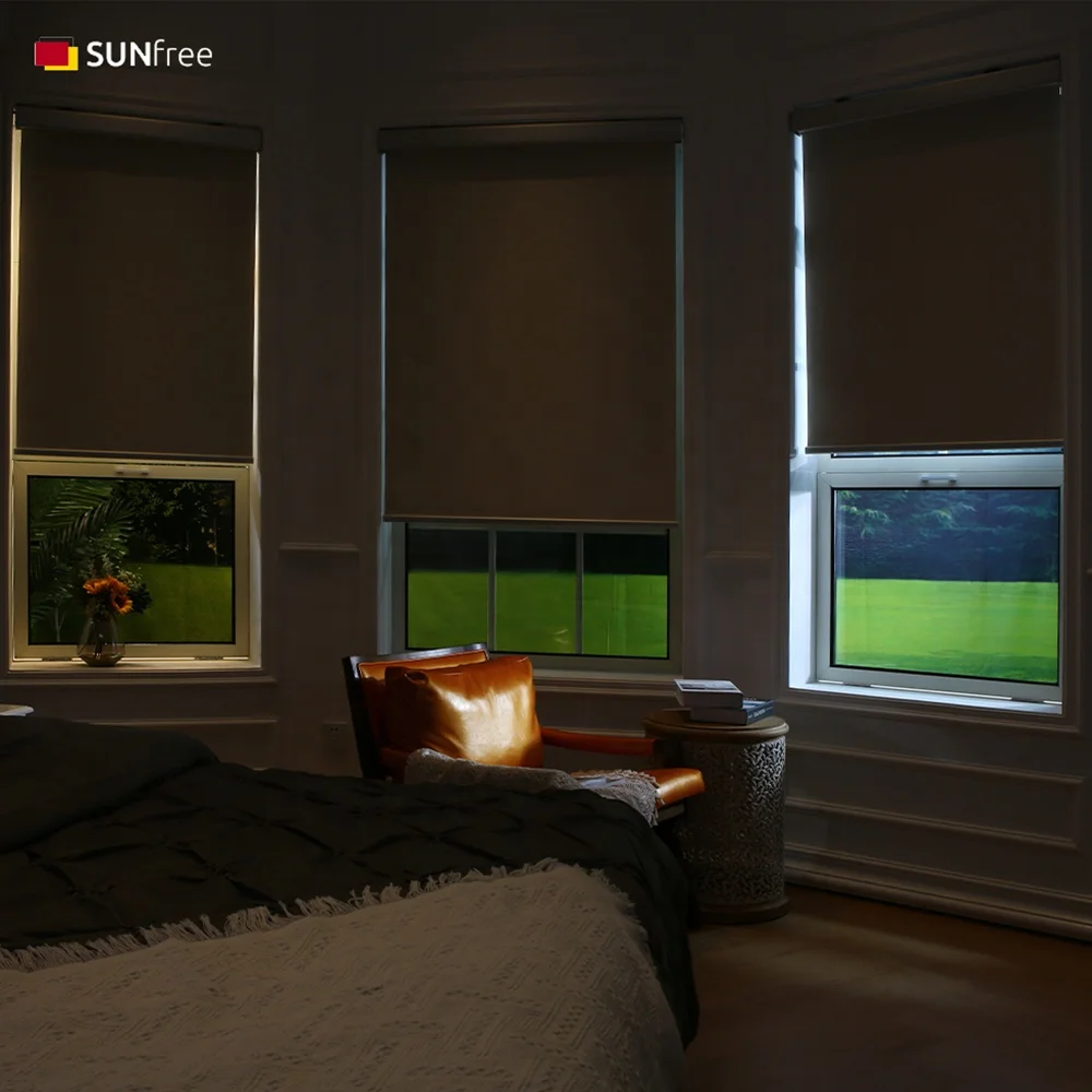 Indoor Cordless Motorised Roll Curtains Smart Blackout Roller Blinds