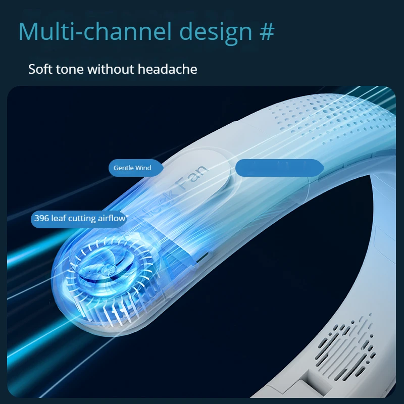 rechargeable portable cooling semiconductor all-wheel-drive neck fan Rechargeable 4000mAh leafless suspension neck fan