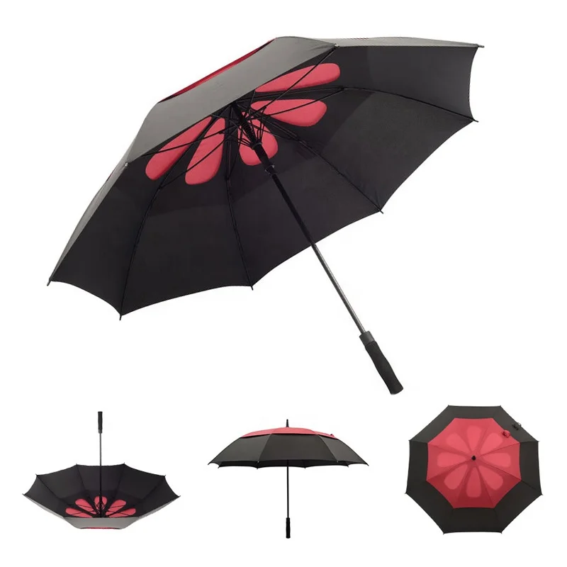 Parapluie de Golf 54/62 inch Double Voilure et Ouverture Automatique Protection Contre Le Vent Grand Format Golf Umbrella