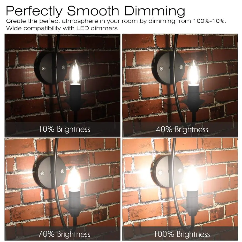 
Dimmable LED Filament Candle Bulb 2W 4W 6W E12 E14 B15 B22 LED Light Bulbs 90+ CRI 2700K 3000K 4000K 5000K 