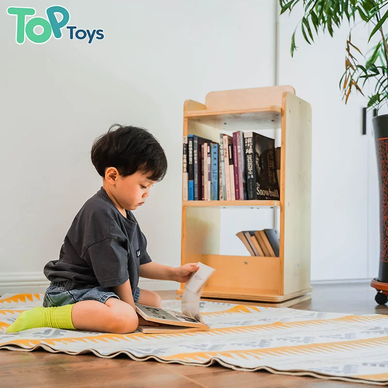 TOP Revolving Solid Wood Bookcase wooden Rotating Bookshelf Baby School Furniture Children Furniture Sets Book Rack For Kids