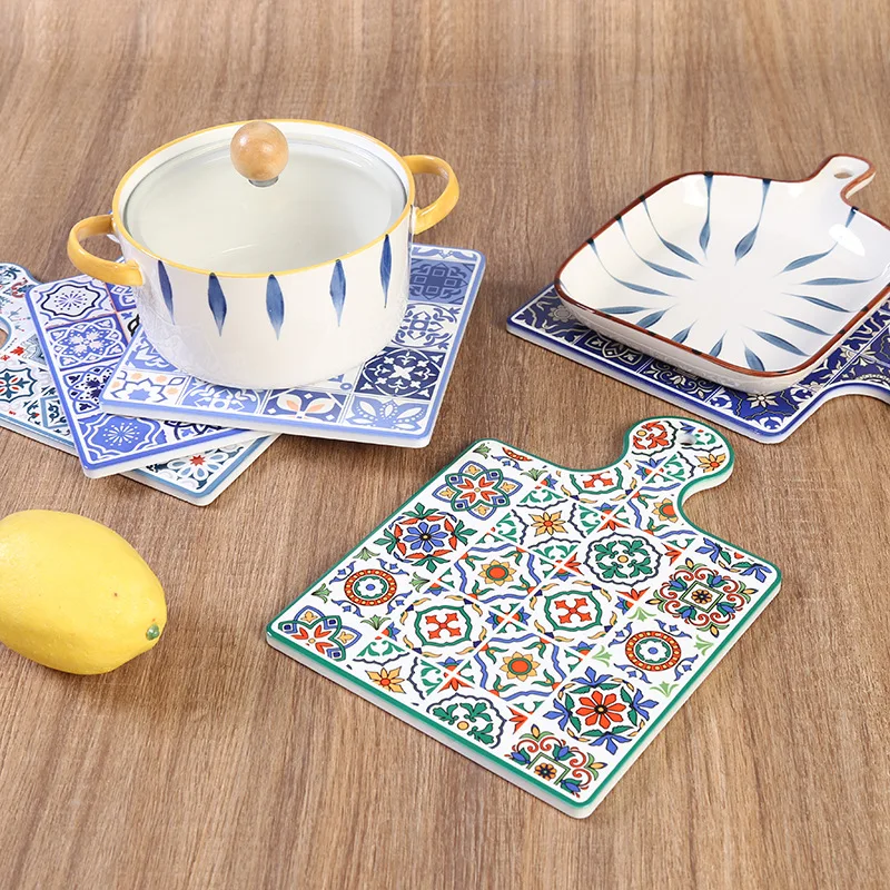 Personalized Custom Print Absorbent pizza Ceramic Trivet Sublimation Blank Hot Pot Mat Large Size Coasters