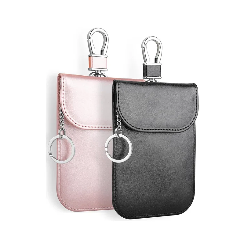 Wholesale Custom Logo PU Leather Faraday Rfid Block Pouch Car Key Fob Protective Case Signal Blocking Car Key Pouch