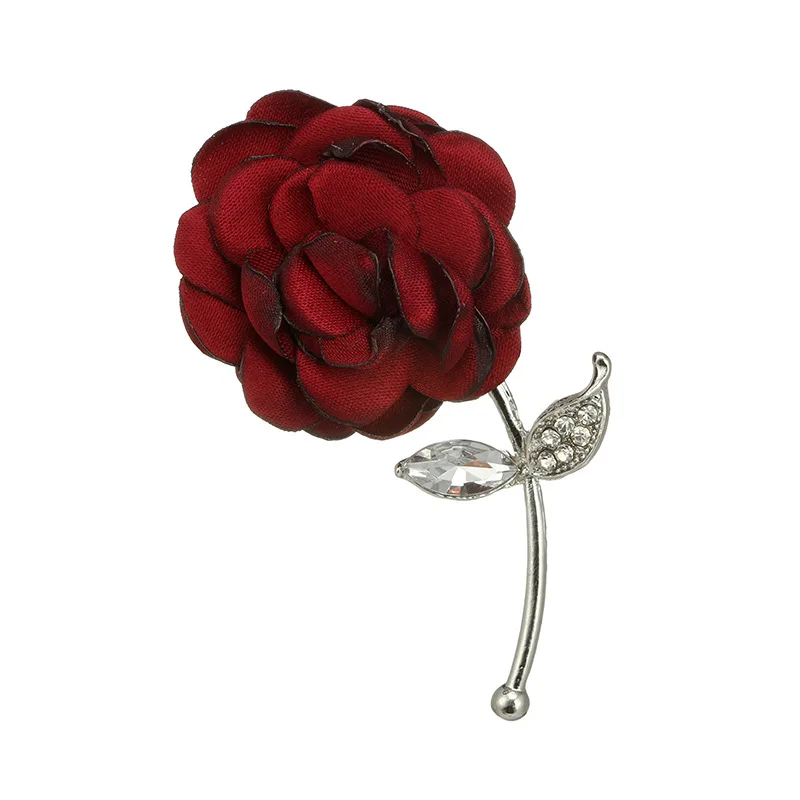 Elegant new accessories retro simple geometric diamond rose brooch red rose silk scarf buckle custom brooch brooch