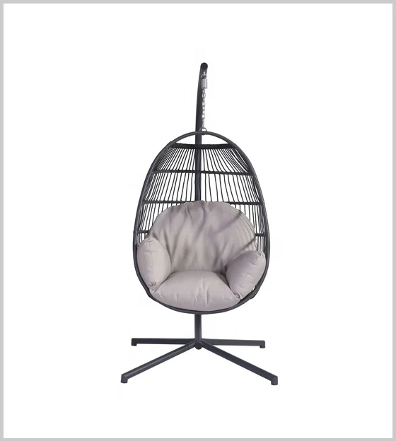Hot Selling Outdoor Patio Furniture Garden Balcony Foldable Egg Shaped Mail Packing Rattan Rope Basket Hanging Swing Chair
