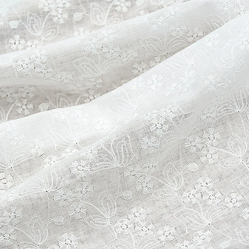White Swiss Cotton Lace Bridal Embroidery Lace Fabric For Garment Home Decor
