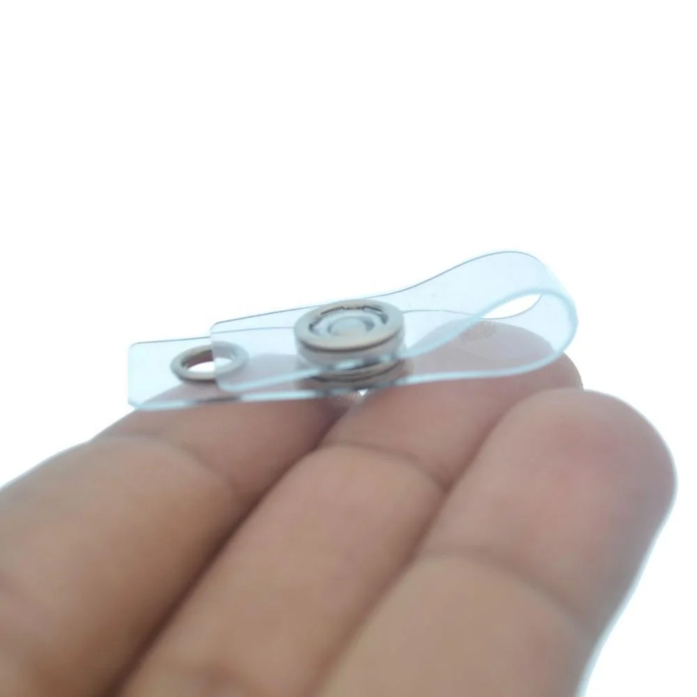 Double Hole Metal Badge Clips with Clear PVC Straps for ID Cards, Badge Holders, Name Tags  work badge clip