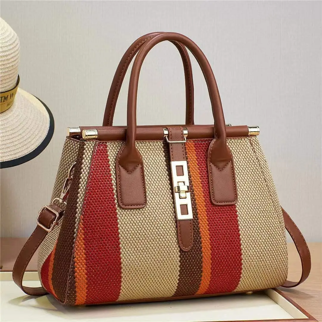 Hobo bag for women striped tote bag with zipper casual crossbody bags ladies shoulder handbags wholesale price