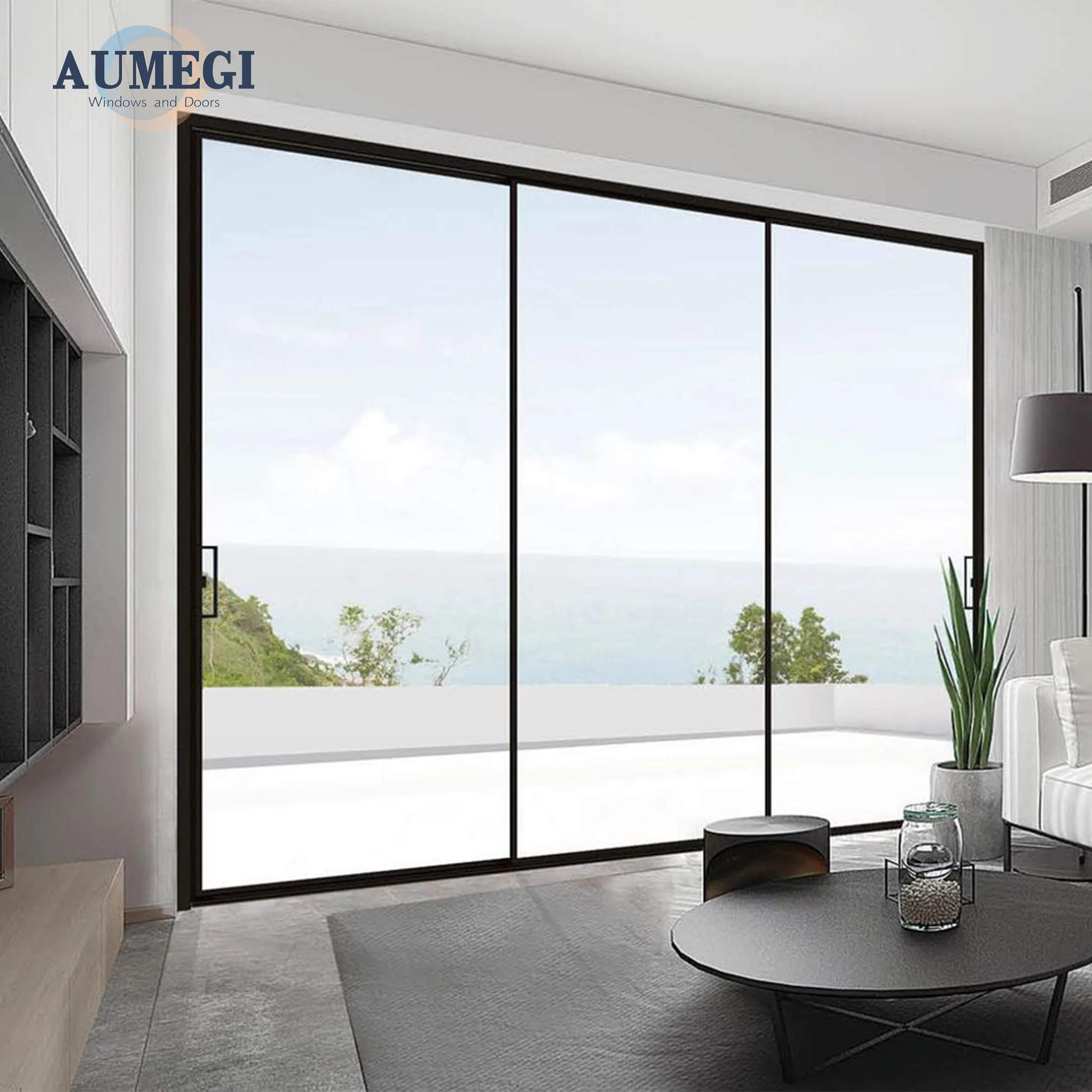 Popular Design Safe Slim Frame Rail Sliding Doors Roller Glass