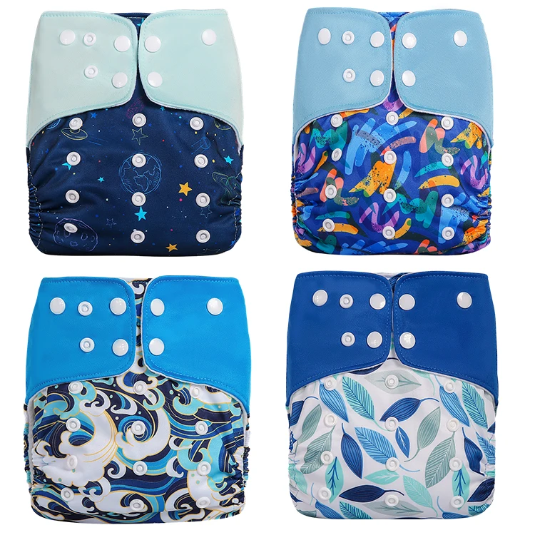 4pcs/pack Free Sample Baby Washable Cloth Diapers Adjustable Reusable Nappies Factory Price Cloth Diaper