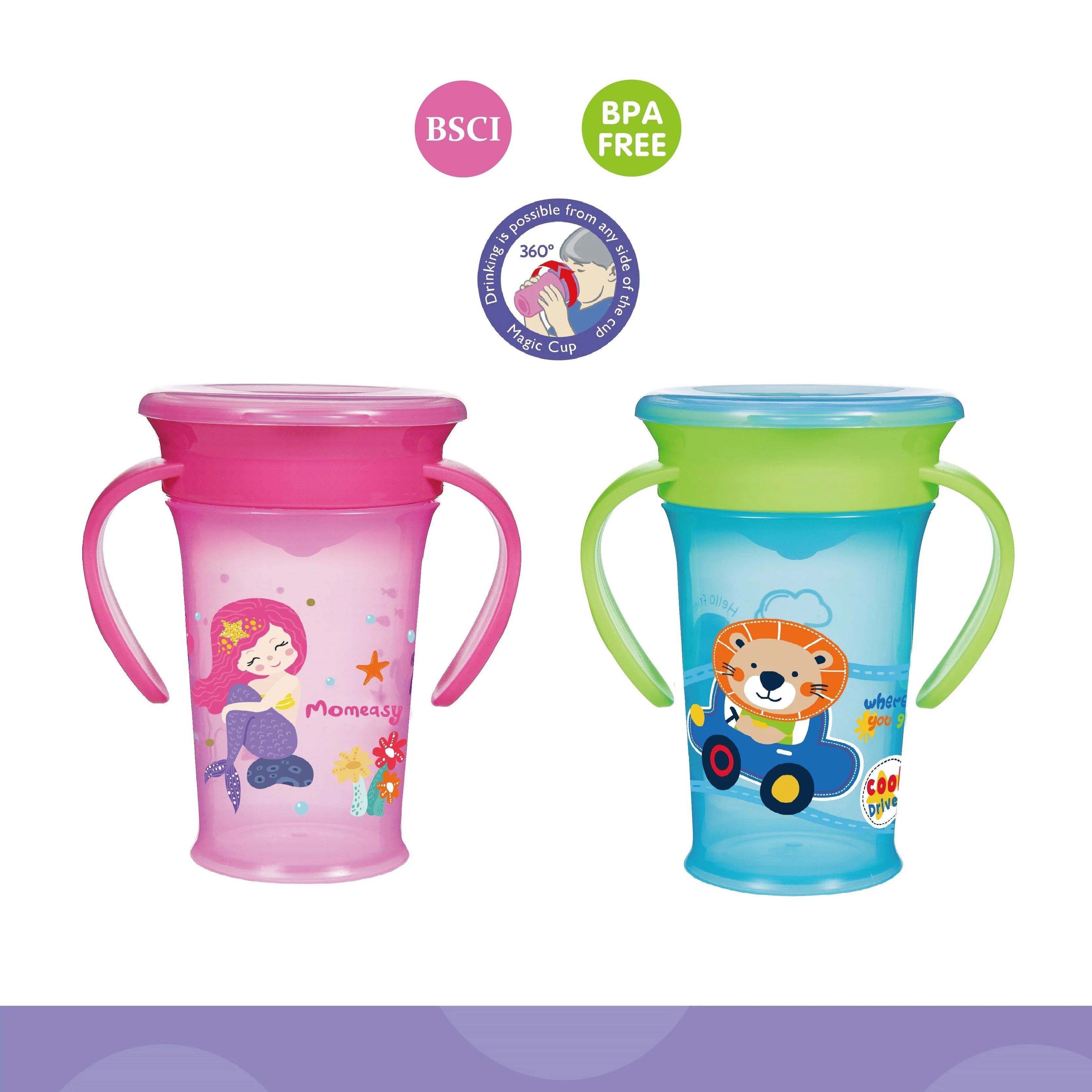 7oz /210ml PP Baby 360 Degree Natural Drinking Cup With Double Handle