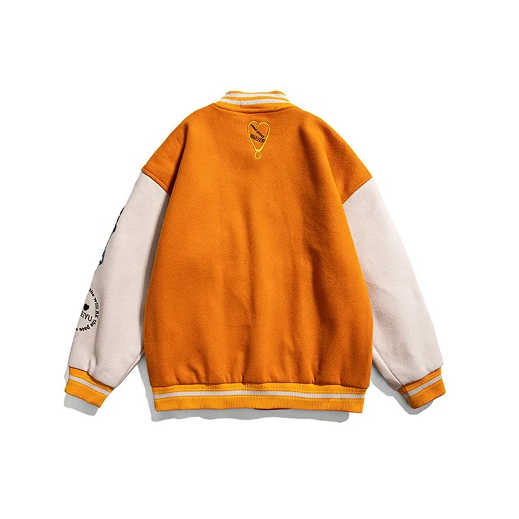 Factory customized Baseball uniform jacket jacket PU leather sleeve Trendy American