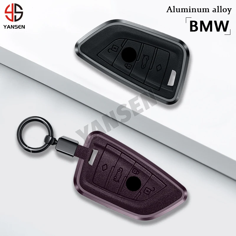 New Design Customised colours Alloy Leather Key case cover For BMW X3 X5 E60 E90 G30 Smart Key holder Accessories