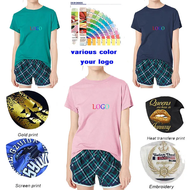 Оптовая продажа, дешевые летние футболки с коротким рукавом, простая женская футболка