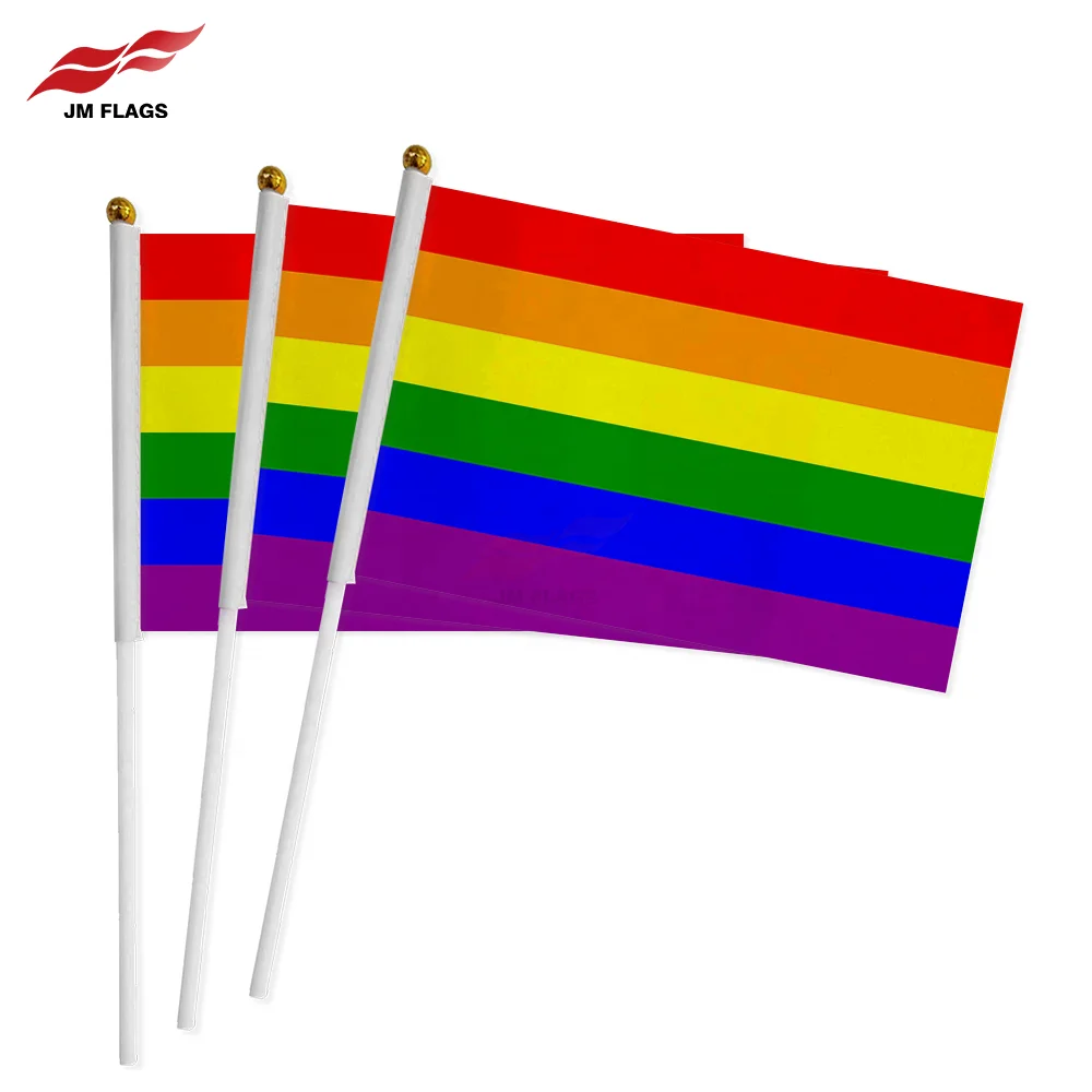 Custom LGBT Flags Pride Day Gay Banner Decoration Polyester LGBT Gay Rainbow Stick Flags