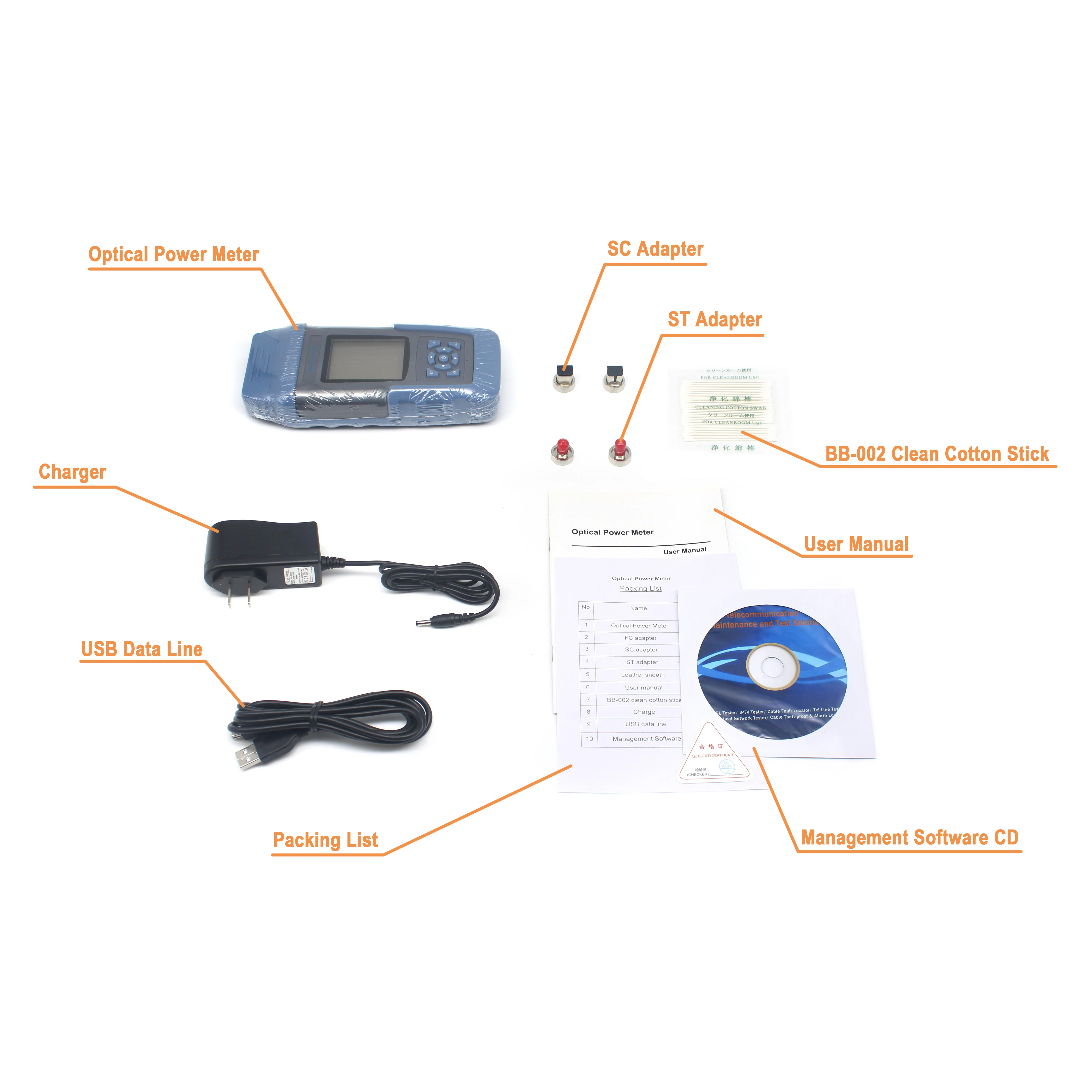 Fc St Sc Lc 800~1700nm Wave Length Optic Power Meter With