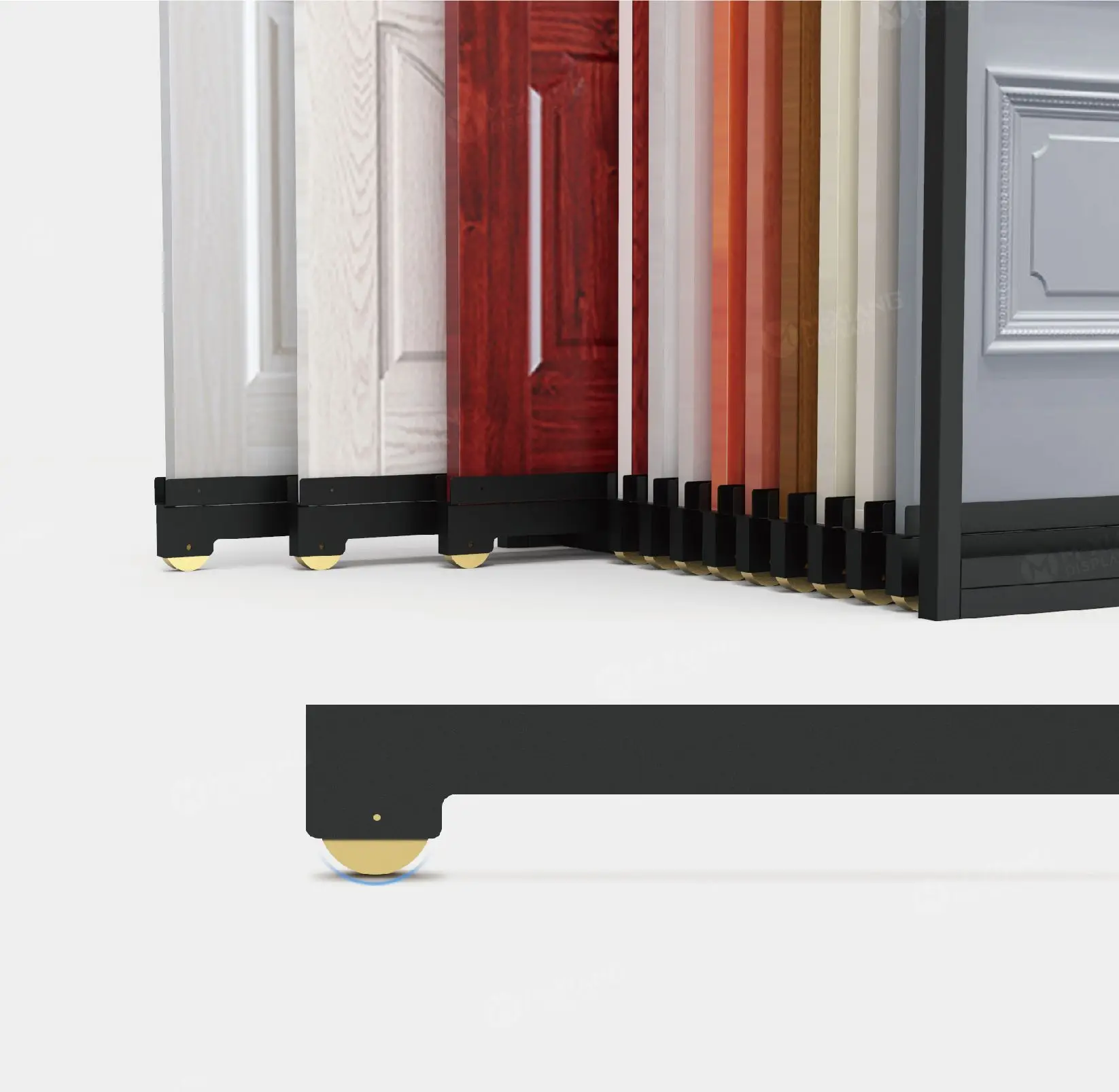 Modern Design Push Pull Doors Solid Wood Bedroom Kitchen Gate Product Aluminum Wood Door Display Stand
