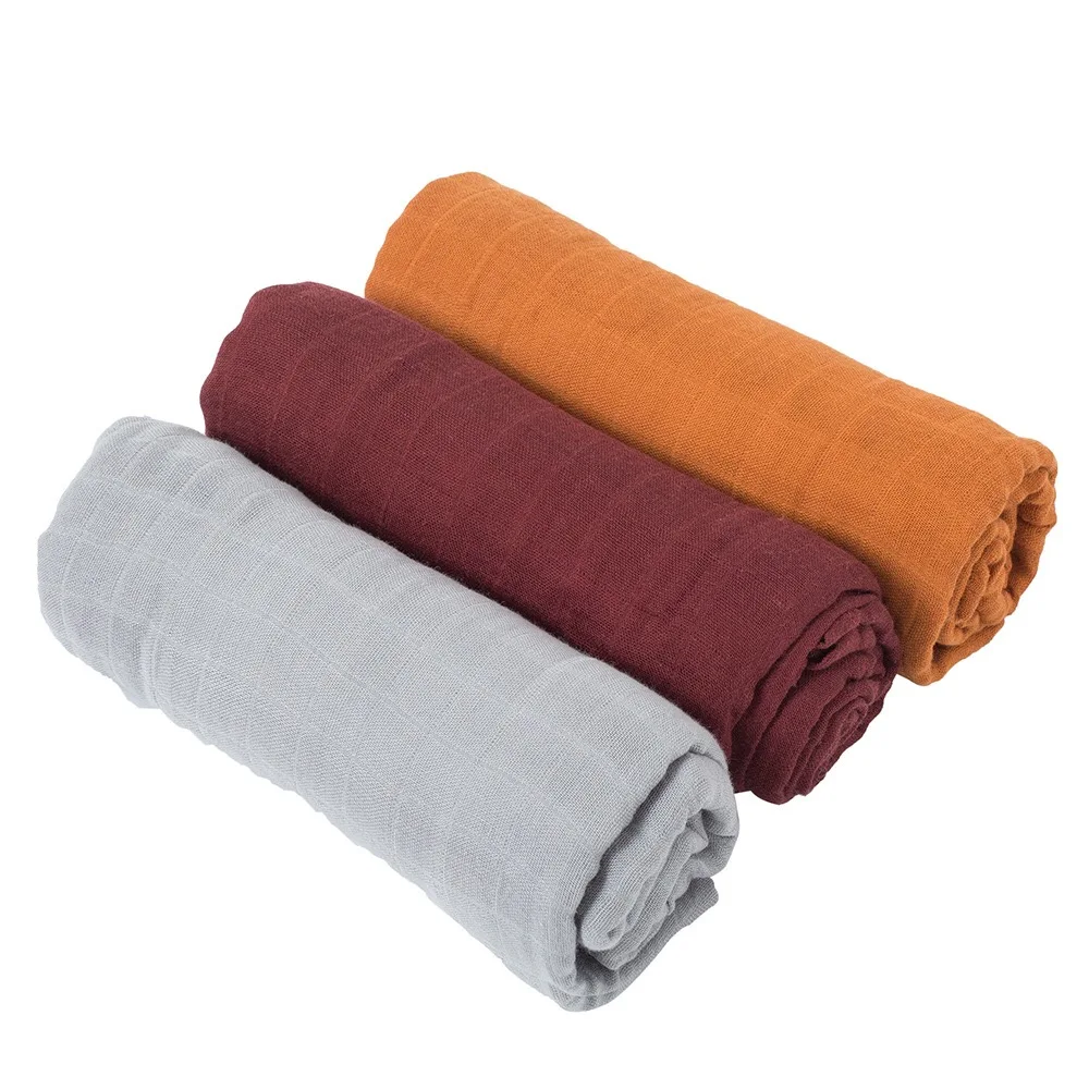 120*120cm Bamboo Cotton Muslin Swaddle Wrap High Density Custom Shawls Gots New Born Baby Blanket Set