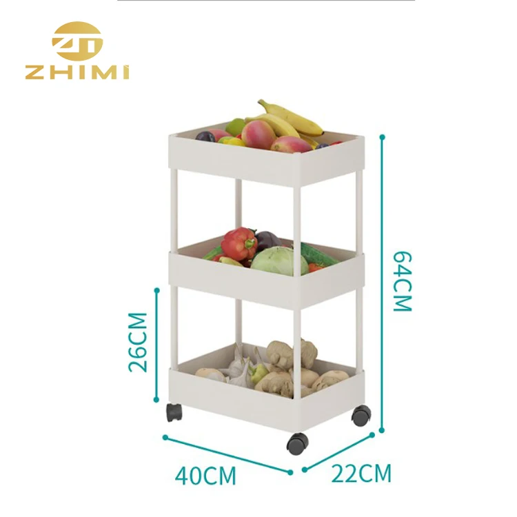 Multi-function Home Kitchen Rolling Storage Rack Shelf Plastic Ttrolley Cart on Wheels