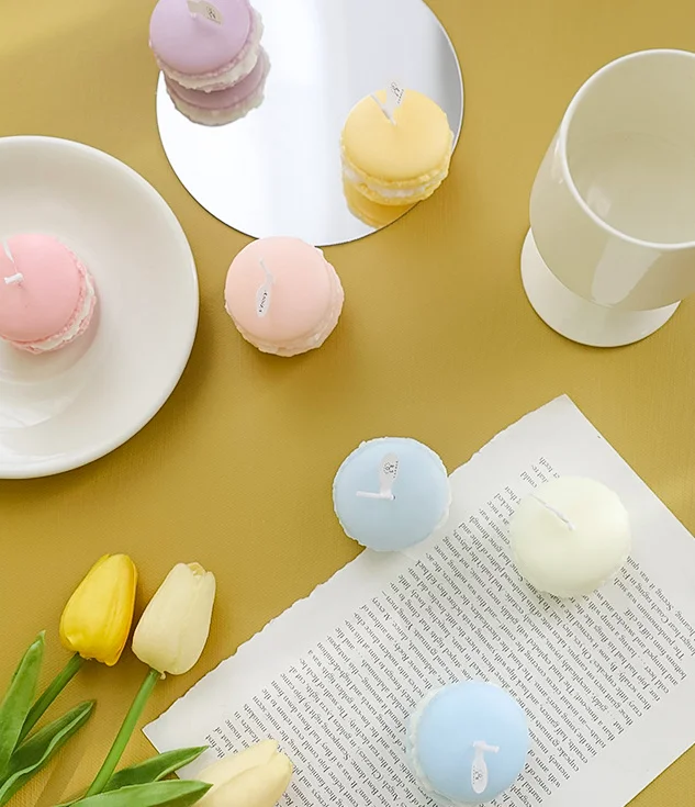 Manufacturer macaron candle party  birthday novelty gift food scented candle novelty candle