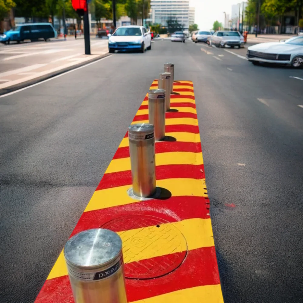 Automatic Rising Bollards Traffic Protection Public Entrances Vehicle Access Control Electronic Hydraulic Traffic Barriers