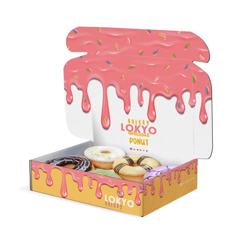 LOKYO wholesale custom size christmas design cookie box baking packaging puff bakery box with logo