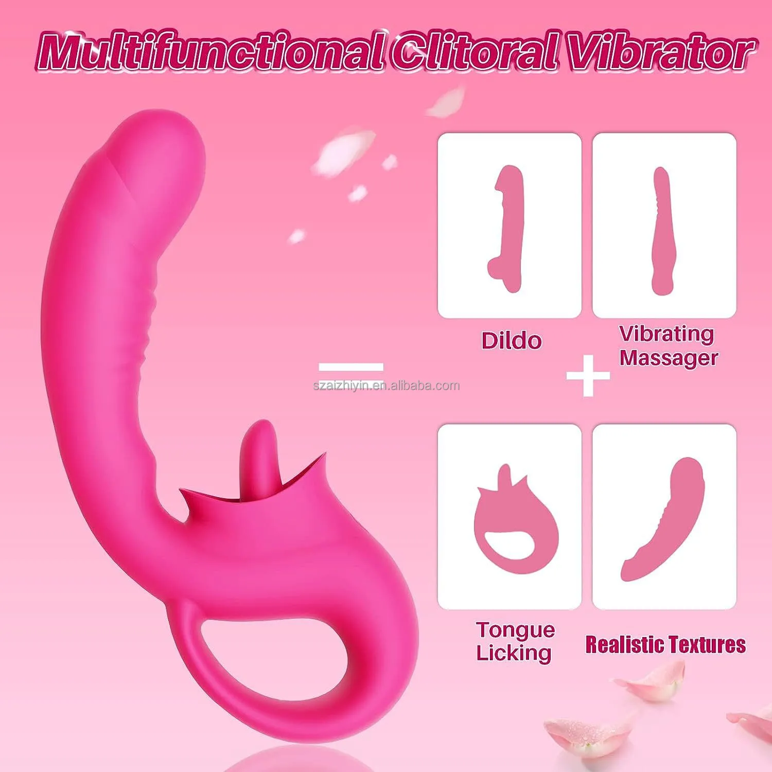 Hot Sale Dropshipping G Spot Clitoris Tongue Licking Dildo Vibrator 2 in 1stimulator Sex Toys for Adults