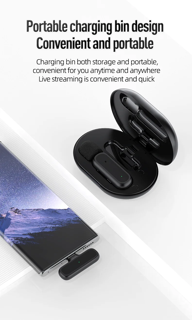 Professionnel Reverberation K60 Wireless Charging Live Microphone Lavalier Audio Video Recording Noise Reduction Mic Microphone