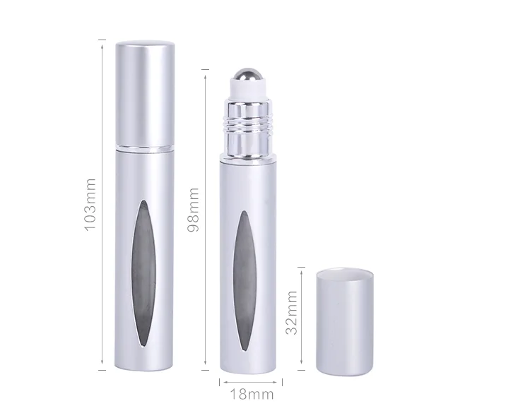MUB - 10ml Aluminum Perfume Bottle Steel Roll-on For Essential Oil Mini Travel Refillable Case Bouteilles Produits Cosmetique