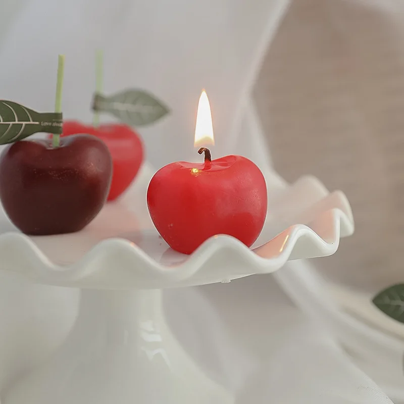 AHMH New Design Private Label Eco Friendly Red Cherry Paraffin Scented Dessert Candle Aromatherapy For Diy Scented Candle Making