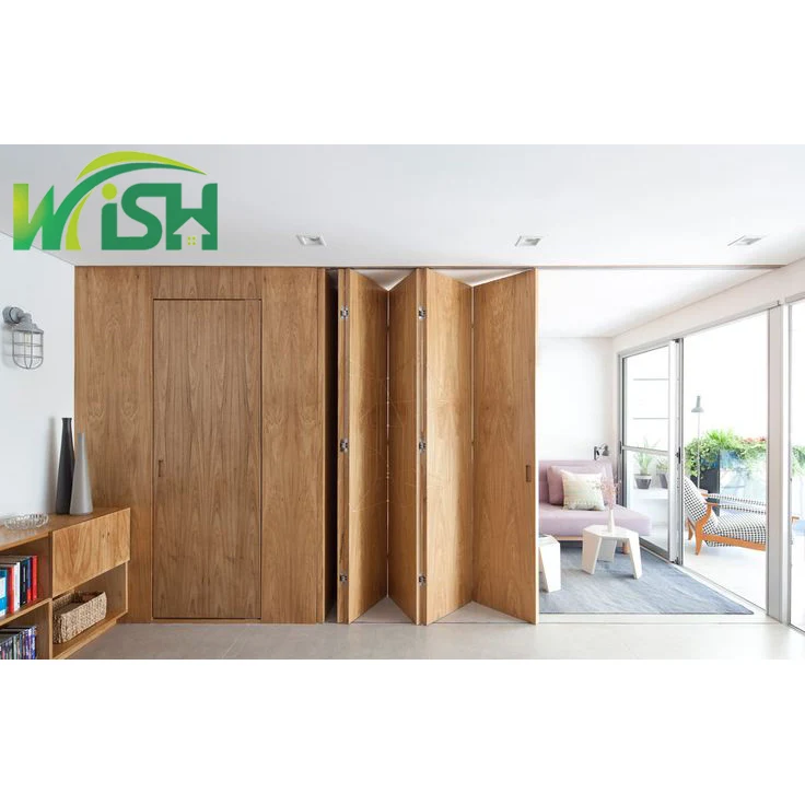 American style simple design multiple gates wooden bi fold door solid wood bedroom door oak sliding door