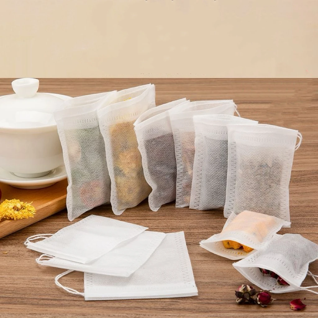 Wholesale Disposable Empty Tea Bags With String Heal Seal Teabag Eco-Friendly Non-Woven Fabric Teabags
