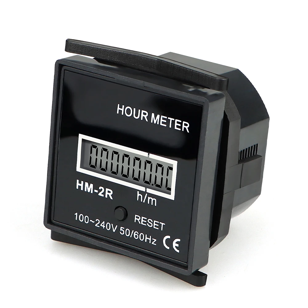 HM-2R counter timer 0-999999H59M black square digital display LED8-bit 100-240V AC hour meter