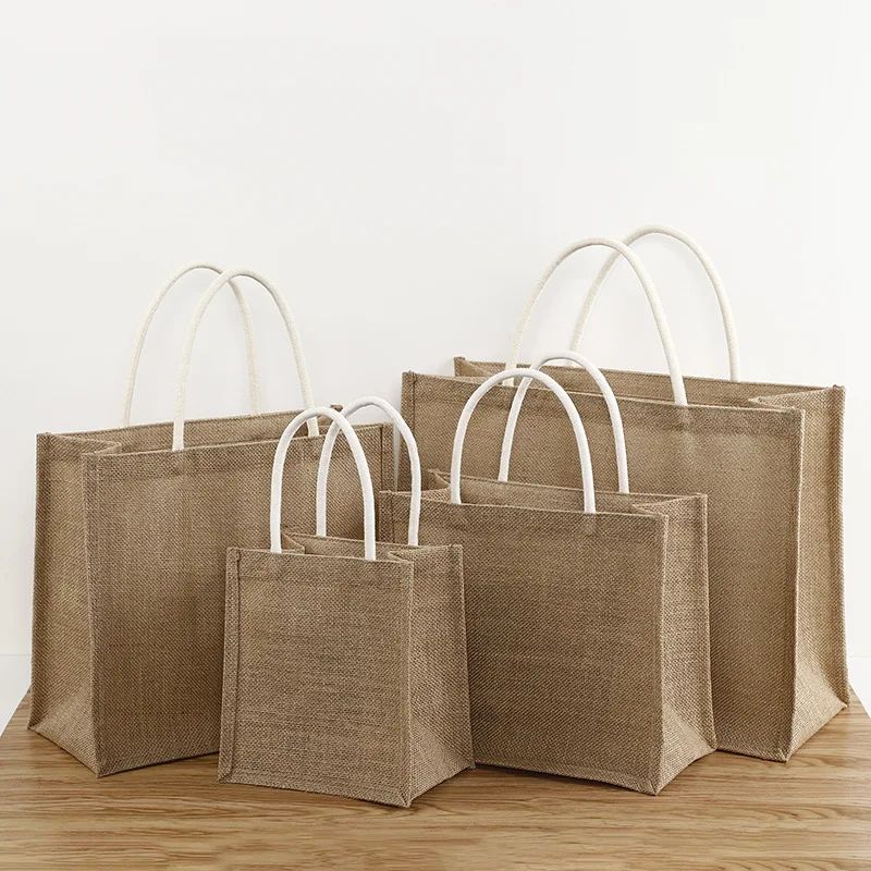 Spot blank Wholesale high quality custom Eco-Friendly portable multifunctional jute tote shopping bags
