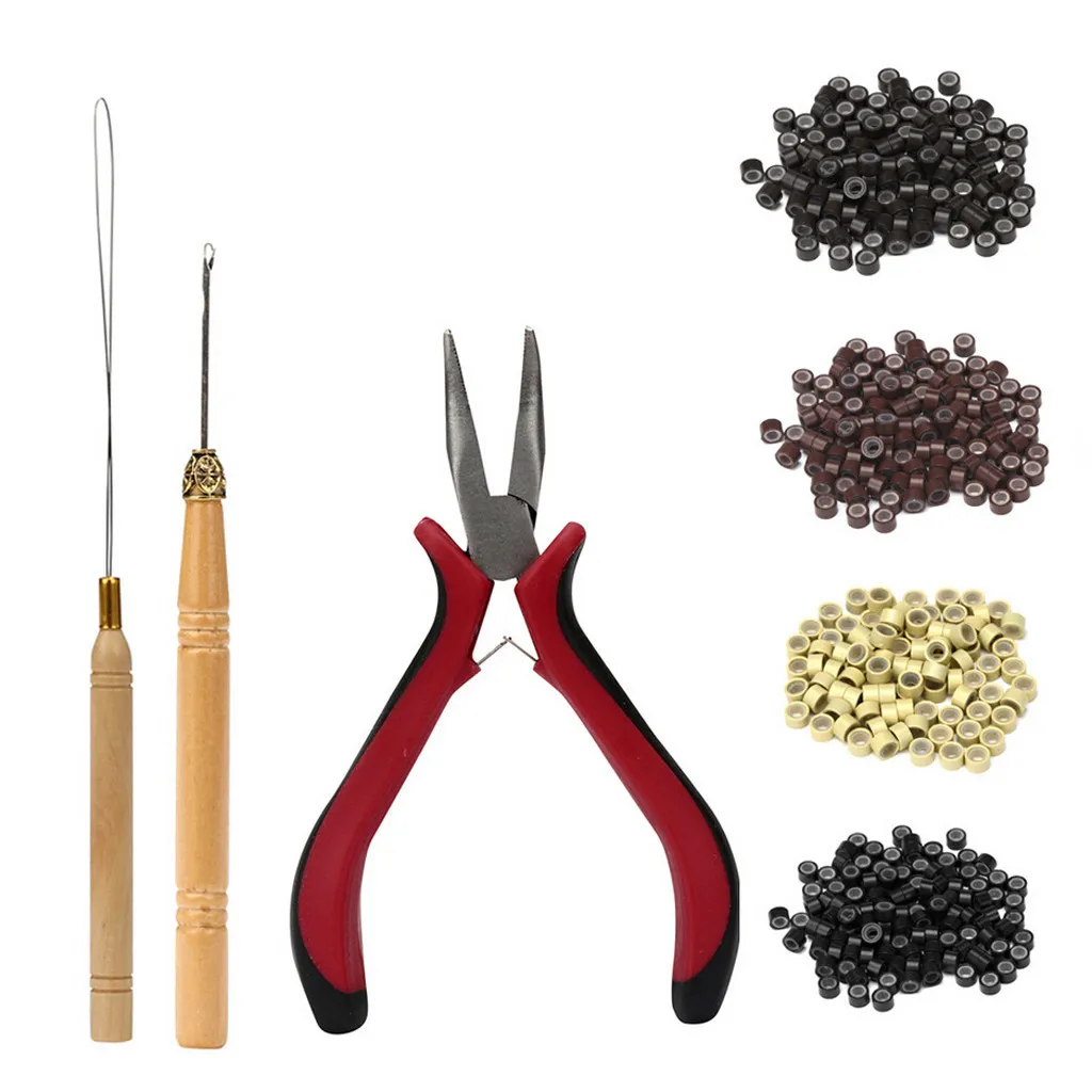 Yaeshii Wholesale Hook Plier Silicone Lined Micro Pearl Rings Pliers Hair Salon Hair Extension Tool Set Wig Tools Kit