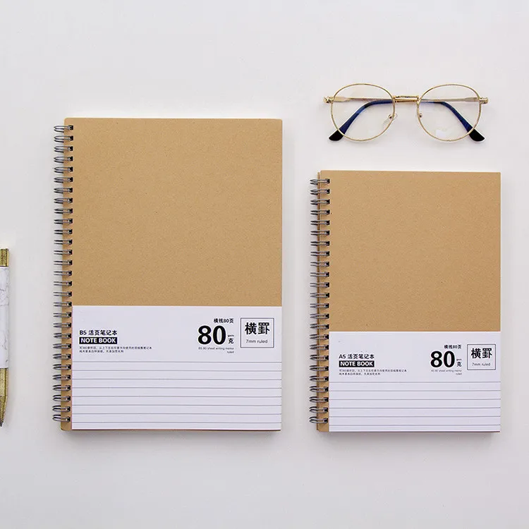 Custom size kraft paper cover spiral coil book inner pages custom notebook notepad diary