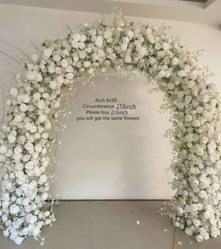 Wedding Arch Flower Artificial Wedding Flowers White hydrangea Hanging Arch Silk Flower Wall For Metal Arch Square Frame Stand