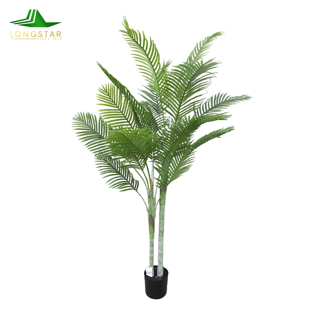 Indoor Artificial Silk Bird Of Paradise Betel Palm Tree Potted Faux Green Plant In Pot Artificial Tropical Palm Tree For Decor
