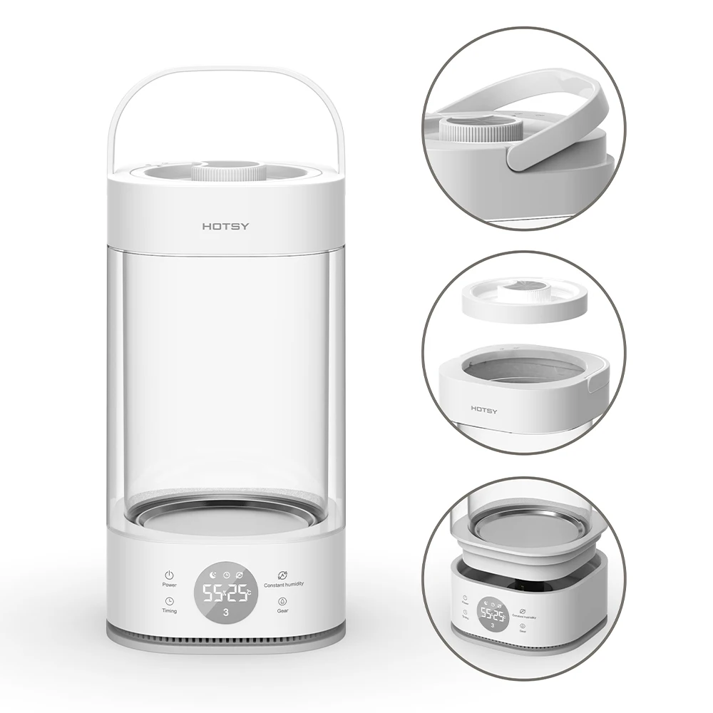 Hotsy 3L Large Capacity Steam Warm Air Humidifiers Glass Mist Aromatherapy Humidifier For Bedroom High-Temperature Sterilization