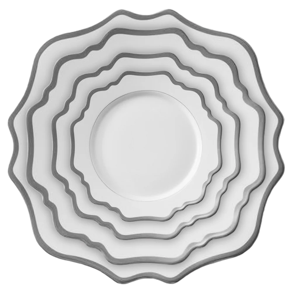 Bone china Wholesale 4pcs Custom Porcelain Dinner Plates Sets  Serving Wedding Charger Plate