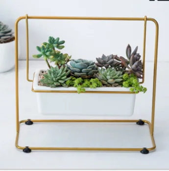 New Nordic creative hanging swing wrought iron ceramic flower pot for indoor garden decoration