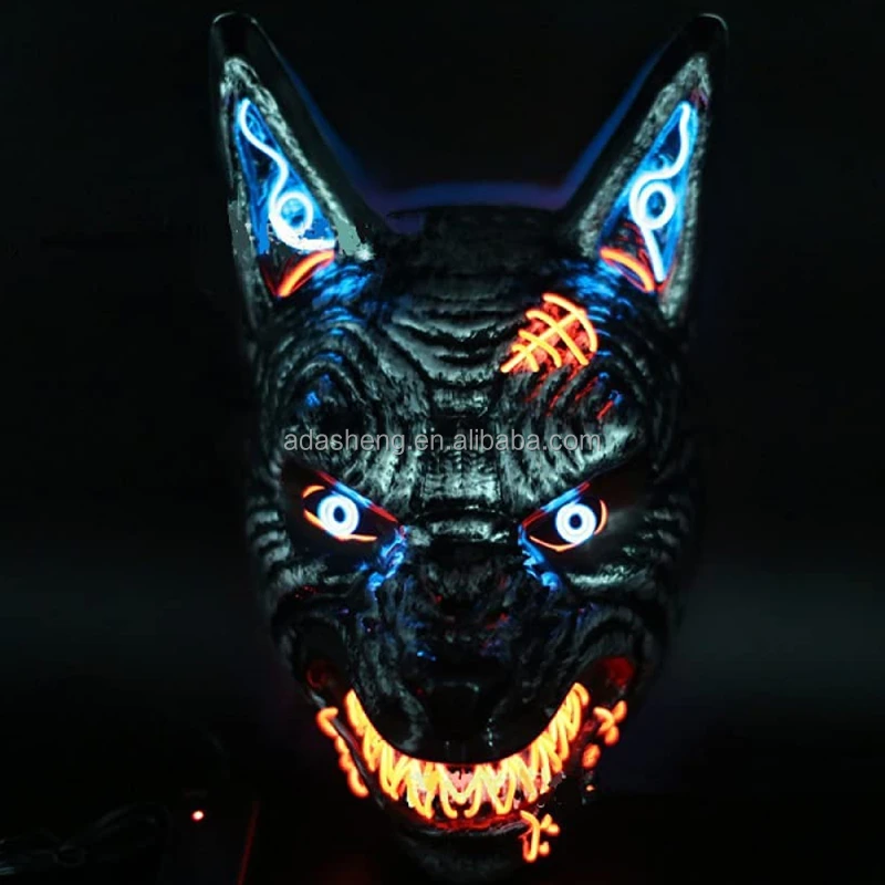 Latest Style Of  PVC Wolf Head Mask Scary Atmosphere Led Halloween Mask Cosplay Party